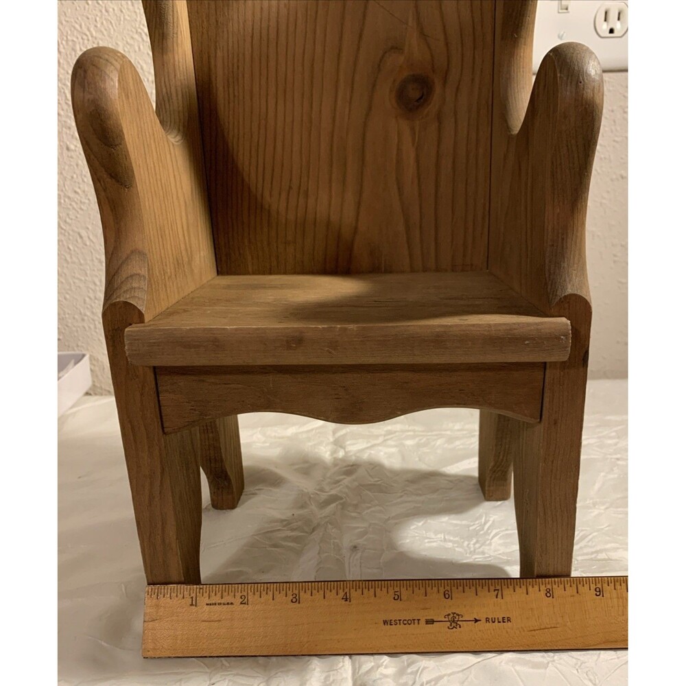 Vintage Country Wooden Chair Bench Doll Or Plant Stand Rustic 19” - Picture 7 of 14